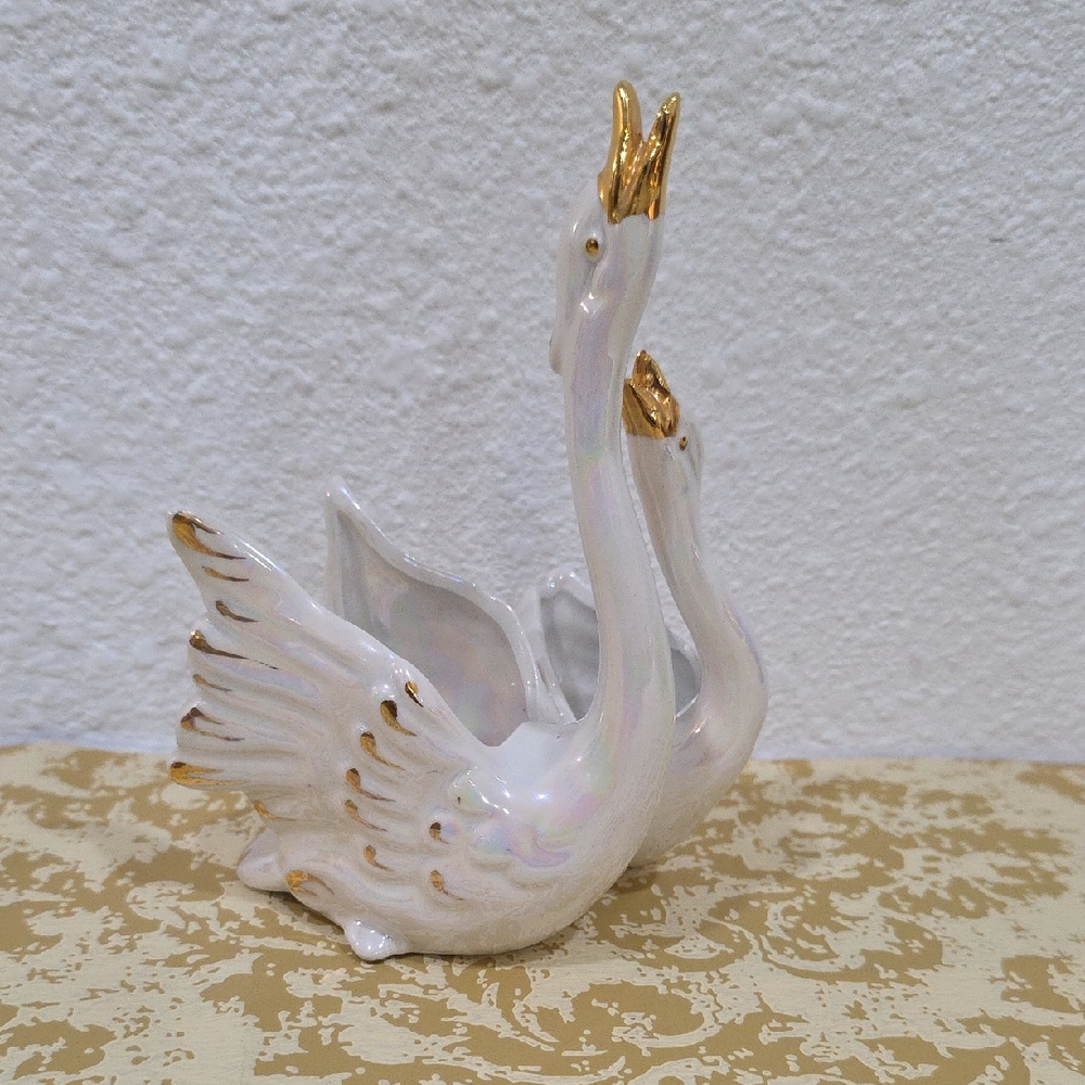 Elegant White and Gold Swan Figurine